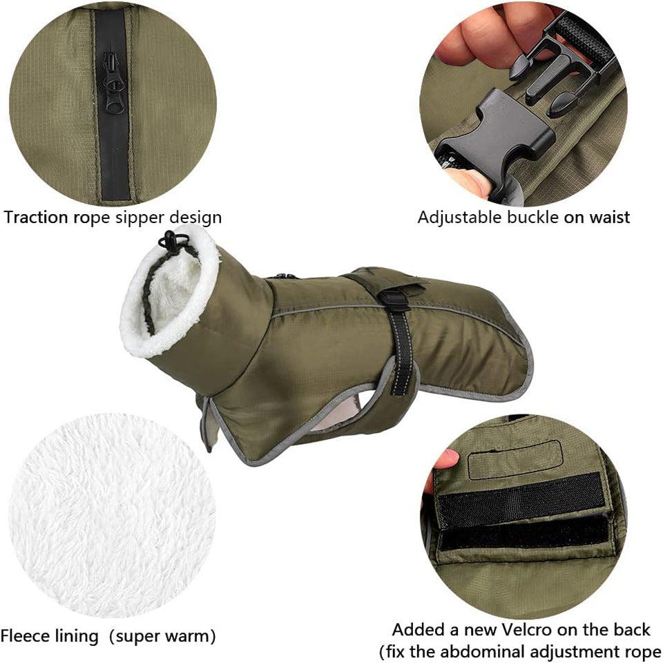 Cappotto per Cani "Nuvola Calda" con Pile e Protezione Antivento