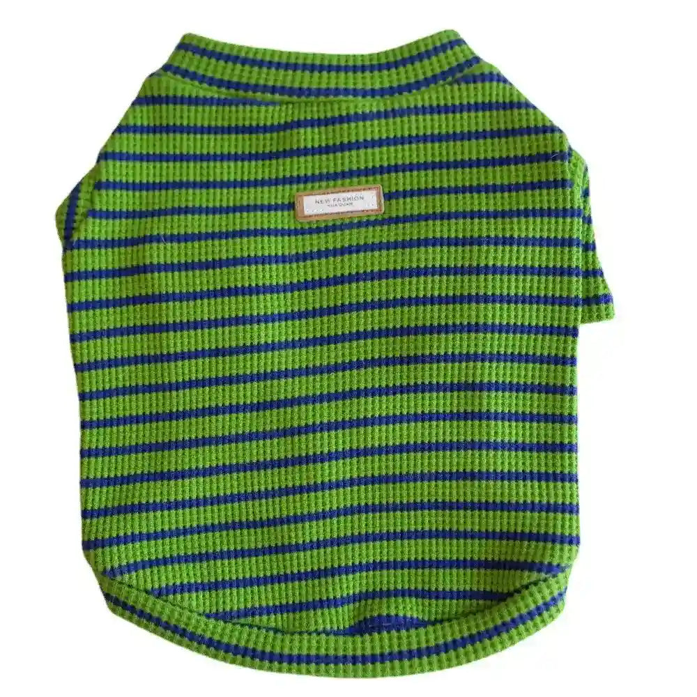 Maglietta a righe verde e blu in cotone per cani "New Fashion" by Dog Moda