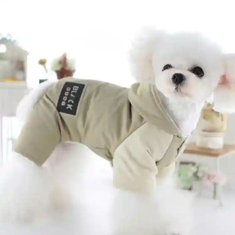 Piumino per Cani "Black" con Cappuccio Impermeabile – Beige o Verde Scuro by Dog Moda