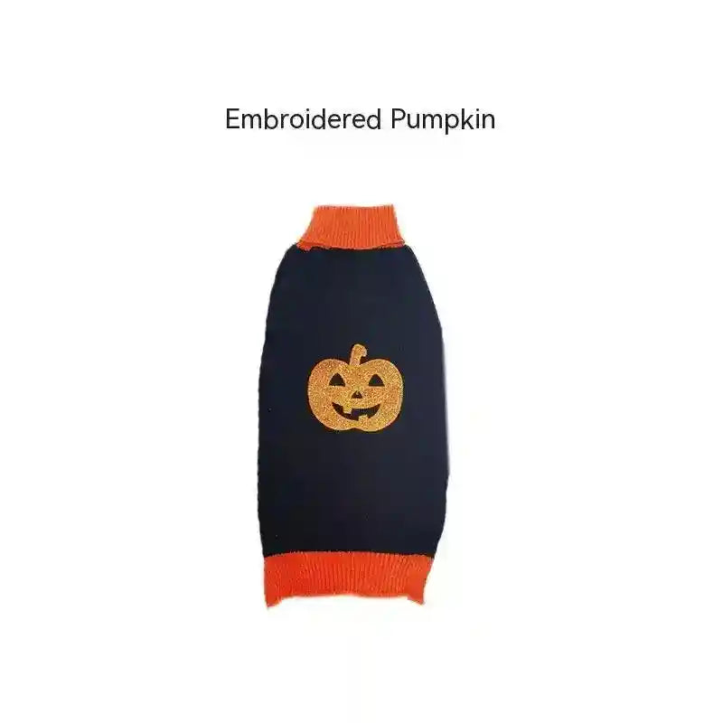 Maglioncino per Cani Halloween a Righe Arancione e Nero con Ricamo di Zucca by Innopet