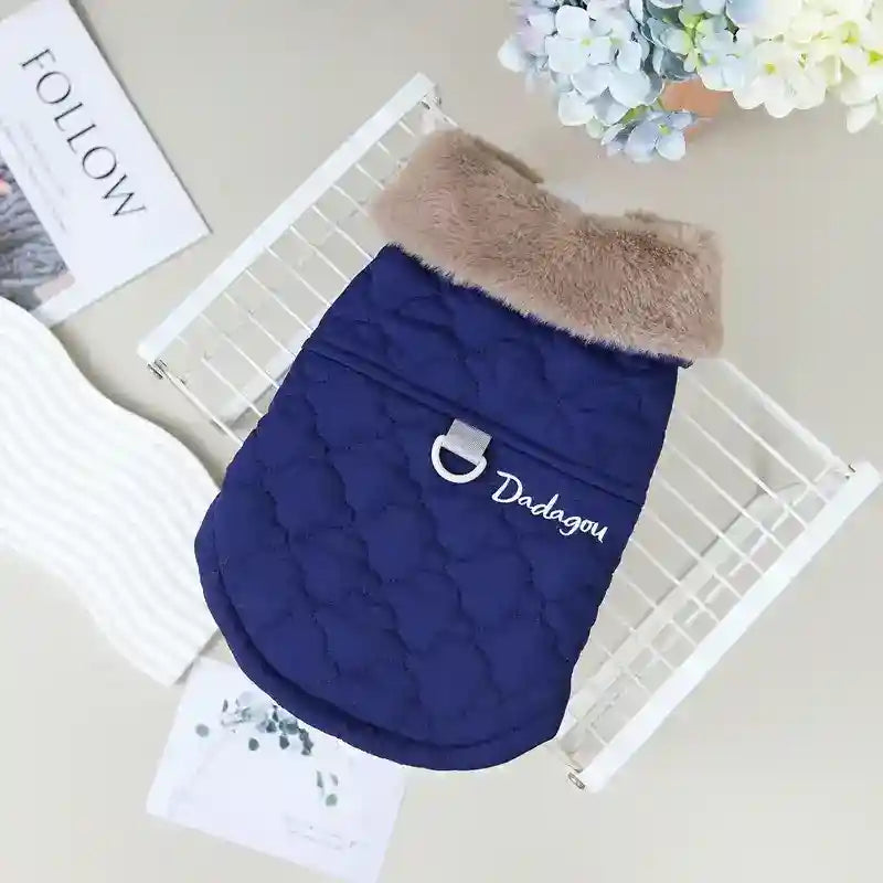 Cappotto per Cani Sestriere Dadagou | Colletto in Ecopelliccia e Pettorina by Dog Moda