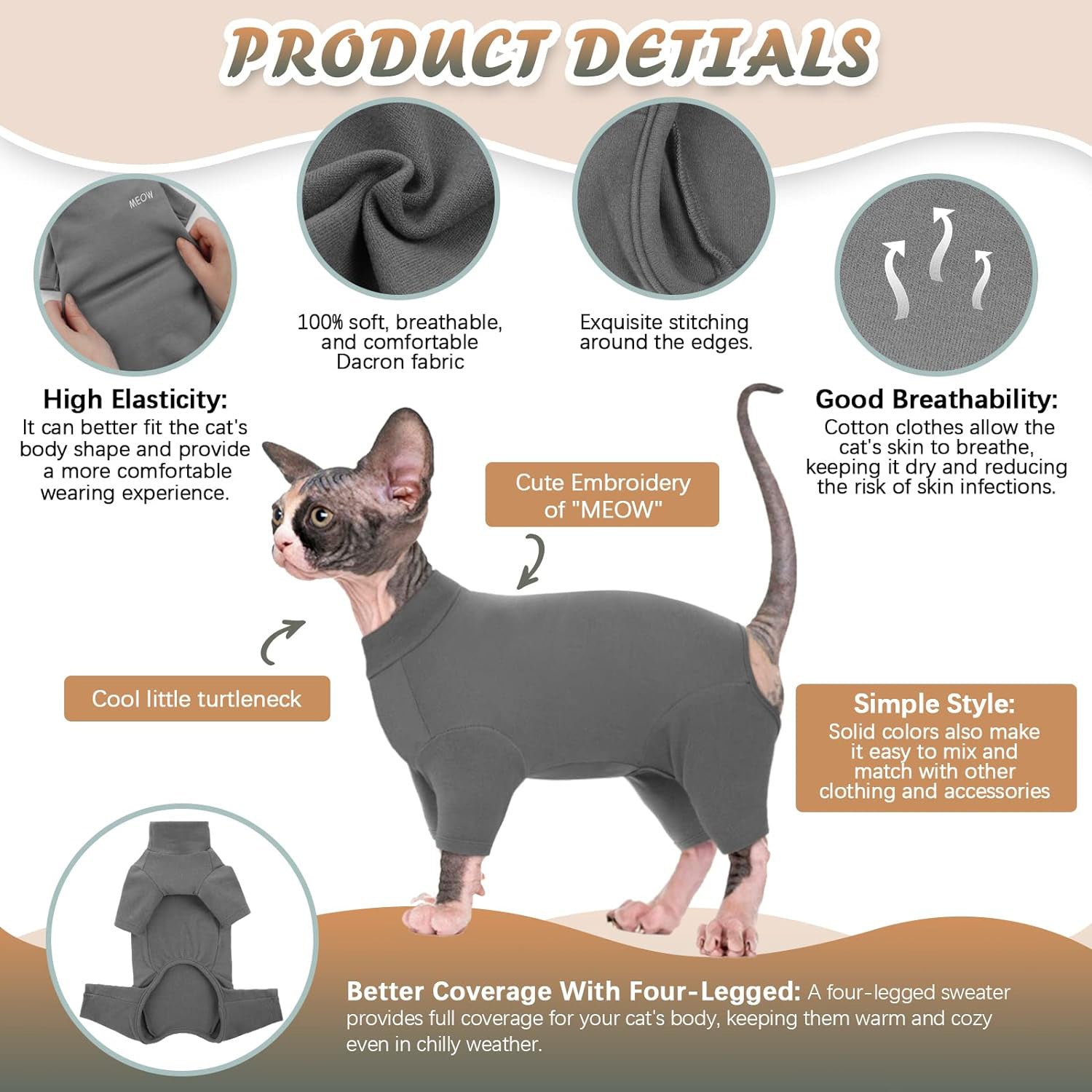 Soft Sweater for Hairless Cats - Comfort and Warmth for Sphynx and Others