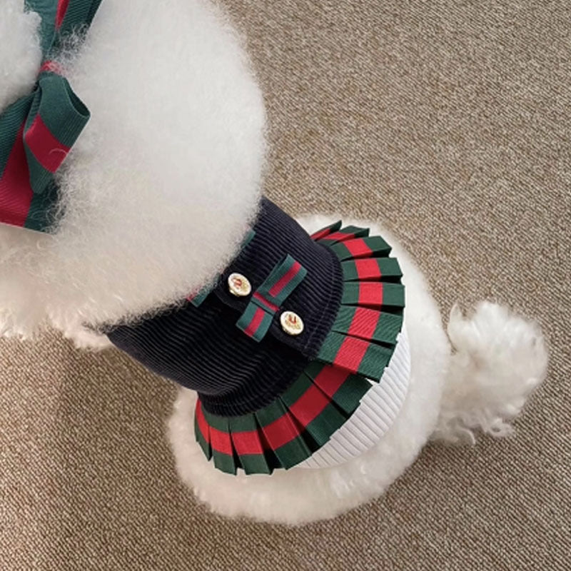 Vestito Elegante per Cani Stile Gucci con Fiocco – Navy o Beige