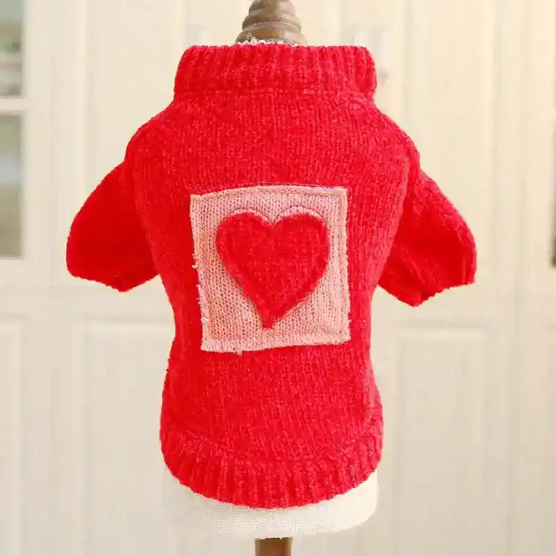 Maglioncino per cani rosso "Heart" by Dog Moda