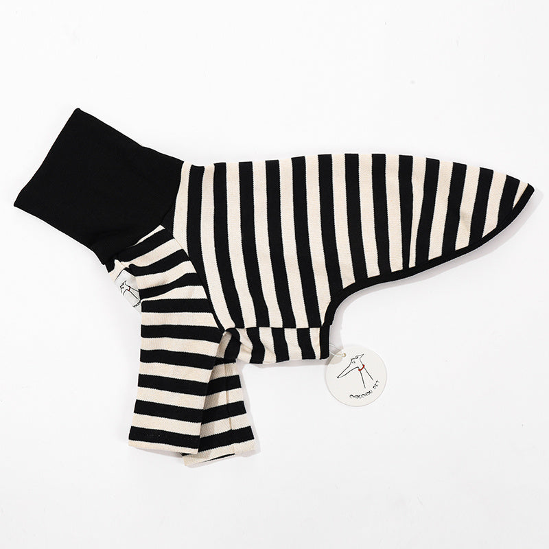 Maglia per Levrieri "Chouchou Pet" a Righe con Collo Alto Ripiegabile