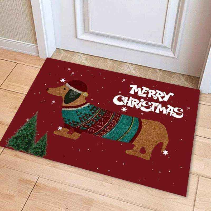 Zerbino Natalizio con Bassotto - "Christmas Dachshund Sausage Dog Doormat" by Dog Moda