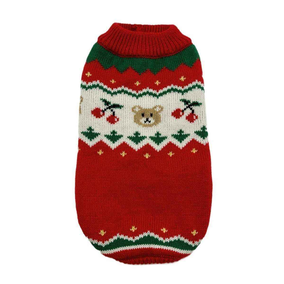 Maglioncino Rosso Orsetti Festivi - Speciale Natale - Dog Moda
