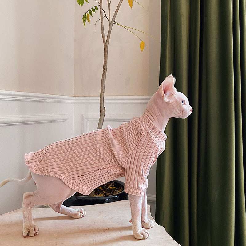 Pink Sphynx Cat Sweater - Solid Color Lotus Pattern