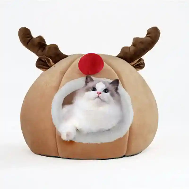Cuccia natalizia per cani e gatti con corna e naso rosso Rudolph by Dog Moda