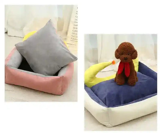 Cuccia per Cani e Gatti "Moon" a Forma di Luna con Sponda e Pon Pon by Dog Moda