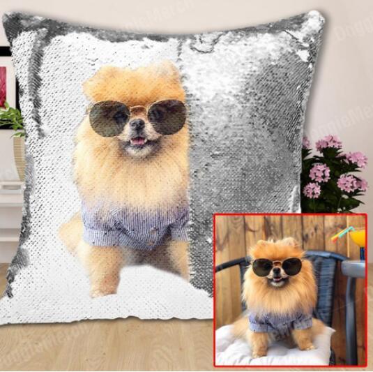 Personalized Cushion with Photo of your Pet Bright Sequins ✨