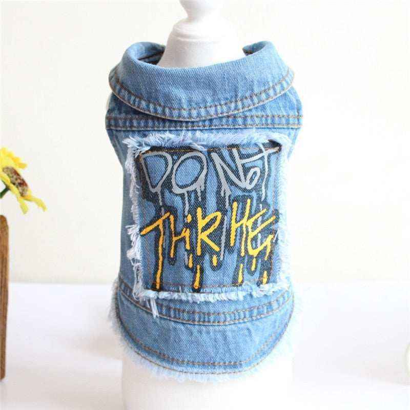 Smanicato cani in jeans con stampa graffiti "Do No Thrive" by Innopet