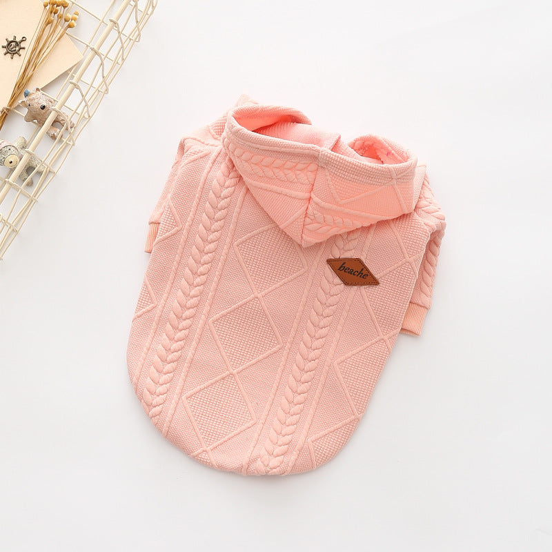Maglia per cani fantasia trecce con cappuccio "Tecla"