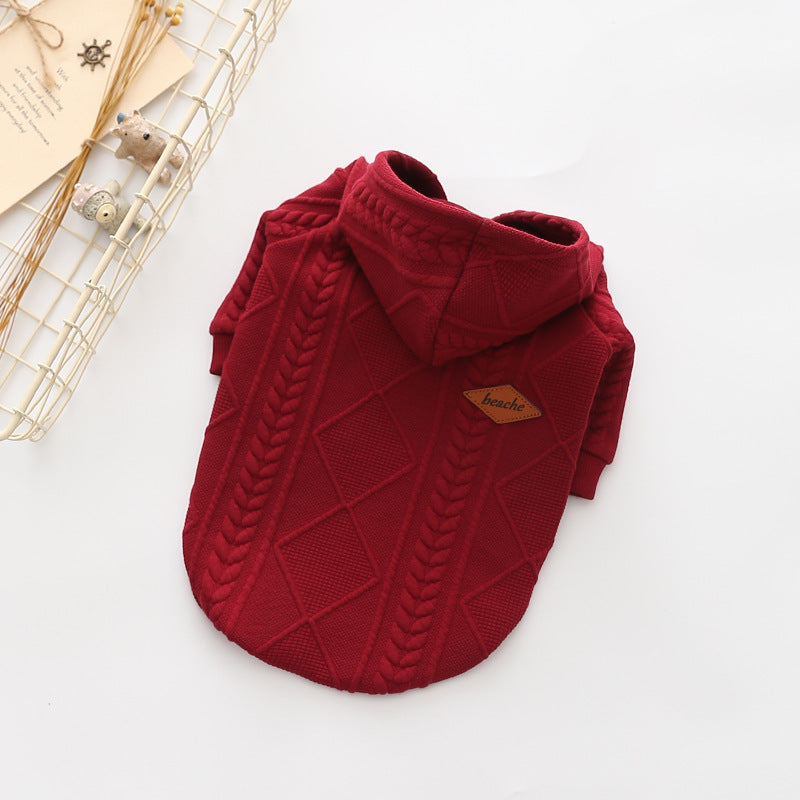 Maglia per cani fantasia trecce con cappuccio "Tecla"
