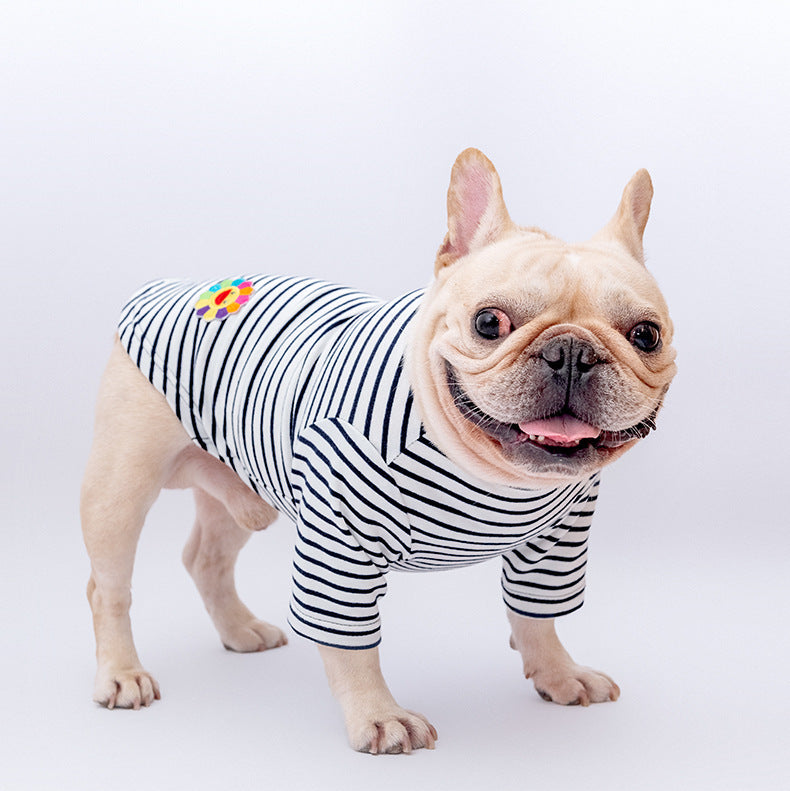 Striped overalls for dogs with pure cotton T-shirt "Malaga"