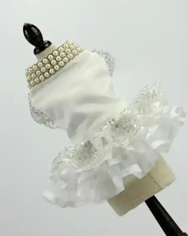 Vestitino da cerimonia per cani bianco con perle "Jasmine" by Dog Moda