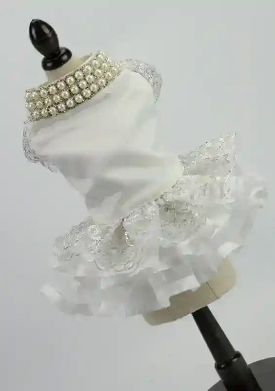 Vestitino da cerimonia per cani bianco con perle "Jasmine" by Dog Moda