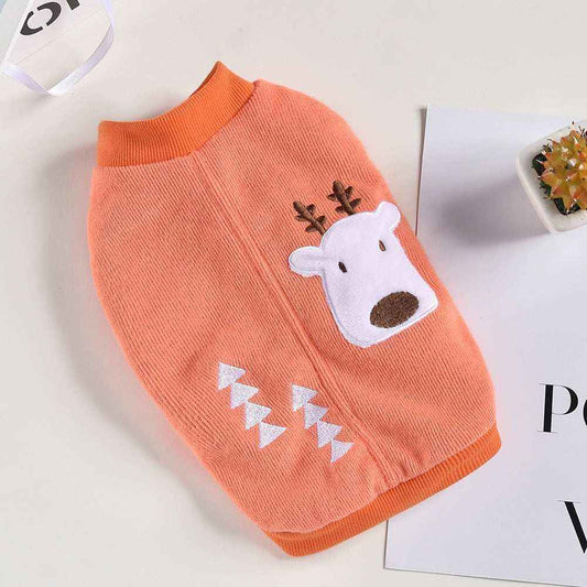 Maglia in pile per cani con stampa renna e alberello innevato. by Dog Moda