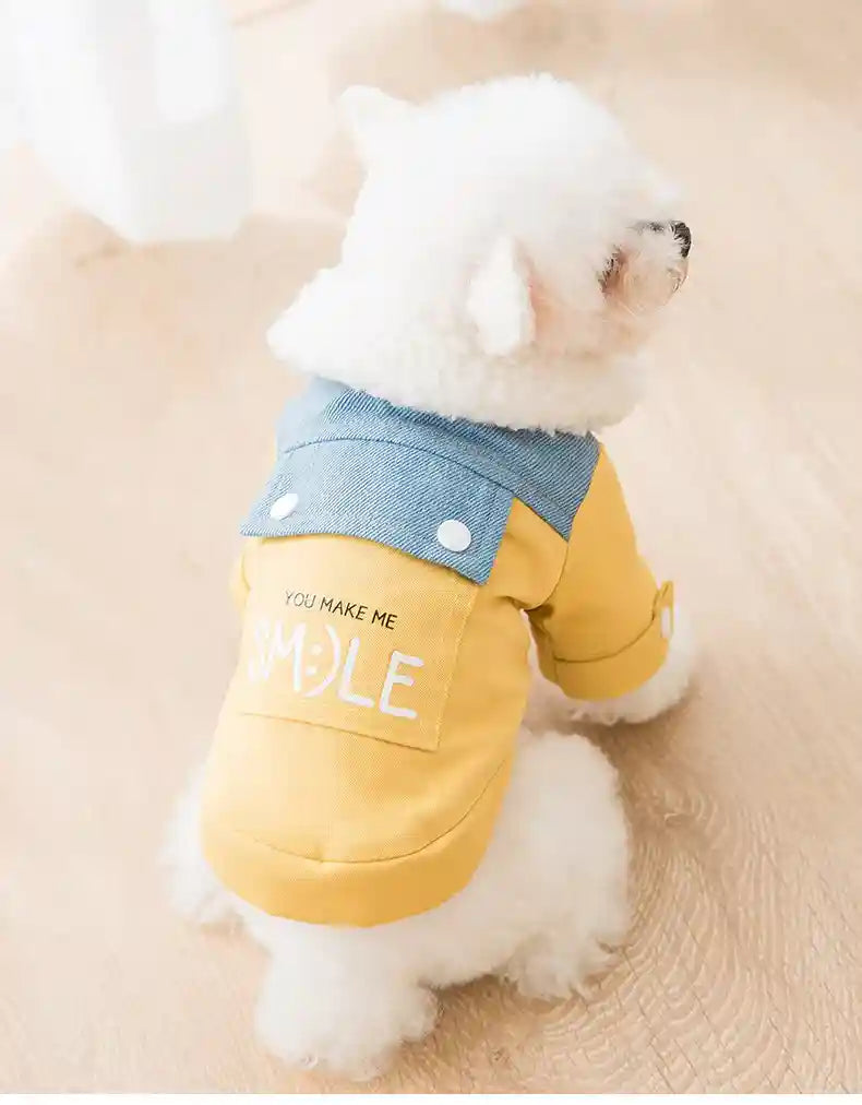 Cappotto Cani You Make Me Smile - Denim Imbottito by Dog Moda