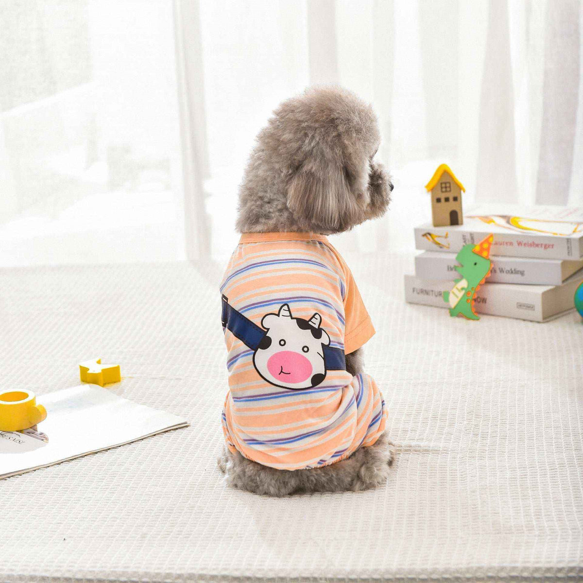 Pigiamino "Sweet Cow" a Righe per Cani - Dolcezza e Comfort Notturno - Dog Moda