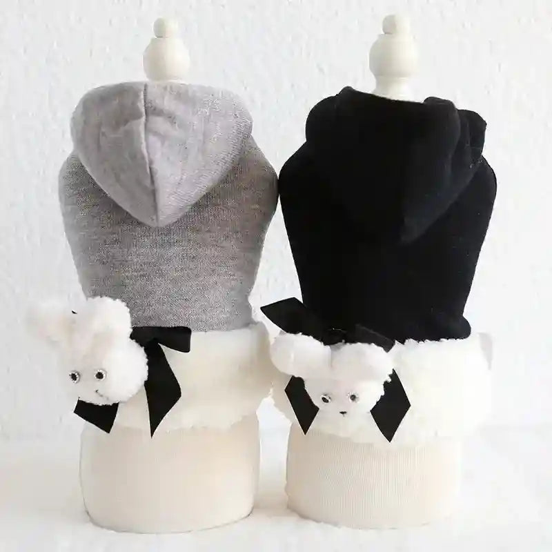 Cappottino per Barboncino "Bunny" con Cappuccio in Pile – Nero o Grigio by Dog Moda