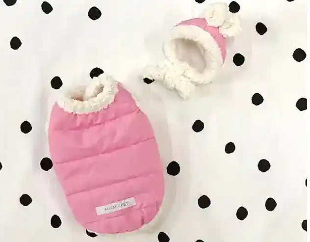 Cappottino per cani "DOT" in pile con cappellino orecchiette by Dog Moda