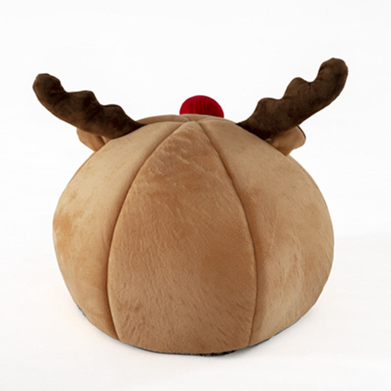 Christmas Dog and Cat House with Antlers and Red Nose Rudolph