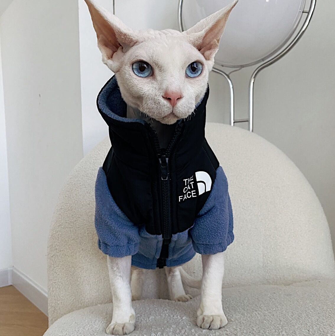 Felpa in Pile per Gatti "The CAT Face" - Sportiva e Calda con Zip