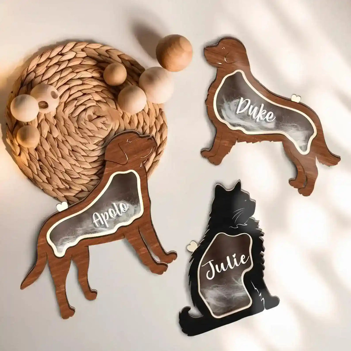 Portapelucchi per Gatto in Legno - Scatola Memoria pelo by null