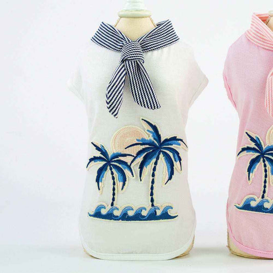 Maglietta per Cani cotone "Honolulu" con Stampa Palme e Foulard by Dog Moda