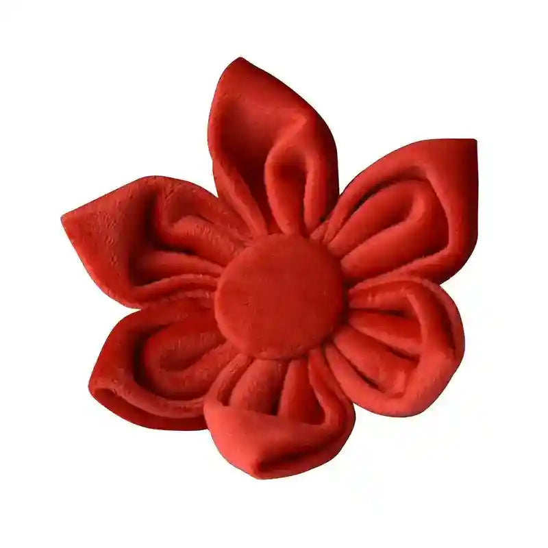 Set Collare e Guinzaglio per Cani in Velluto Rosso - Modello "Bouquet" by Dog Moda