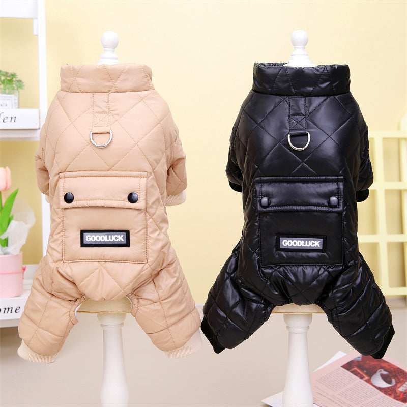 "Good Luck" Poodle Down Jacket, Warm and Waterproof, Perfect for Snow