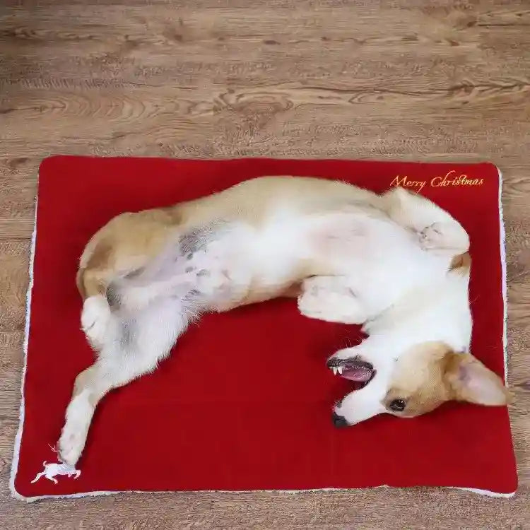Tappetino per cani in pile rosso "Buon Natale" – Comfort e spirito natalizio per il tuo cane by Dog Moda