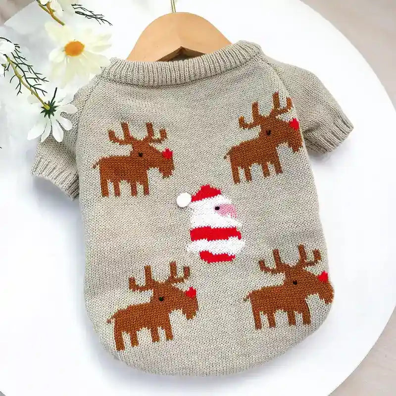 Maglione Natalizio per Cani Bulldog con Ricamo di Renne - Eleganza e Calore per il Tuo Amico a Quattro Zampe by Dog Moda