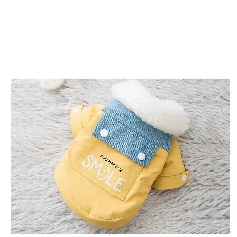 Cappotto Cani You Make Me Smile - Denim Imbottito by Dog Moda