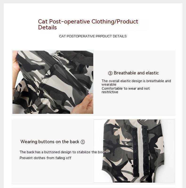 Tutina Post-Operatoria per Gatti Camouflage Nero/Grigio by null