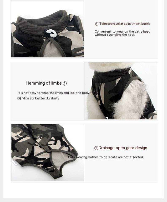 Tutina Post-Operatoria per Gatti Camouflage Nero/Grigio by null