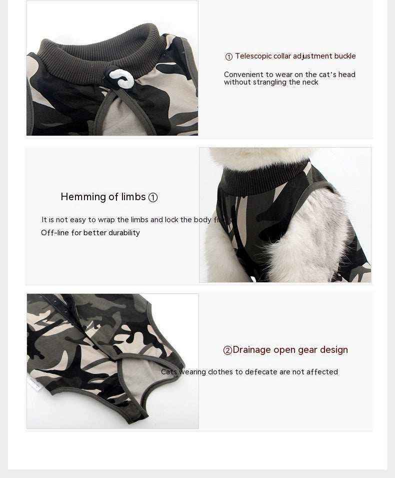 Tutina Post-Operatoria per Gatti Camouflage Nero/Grigio by null