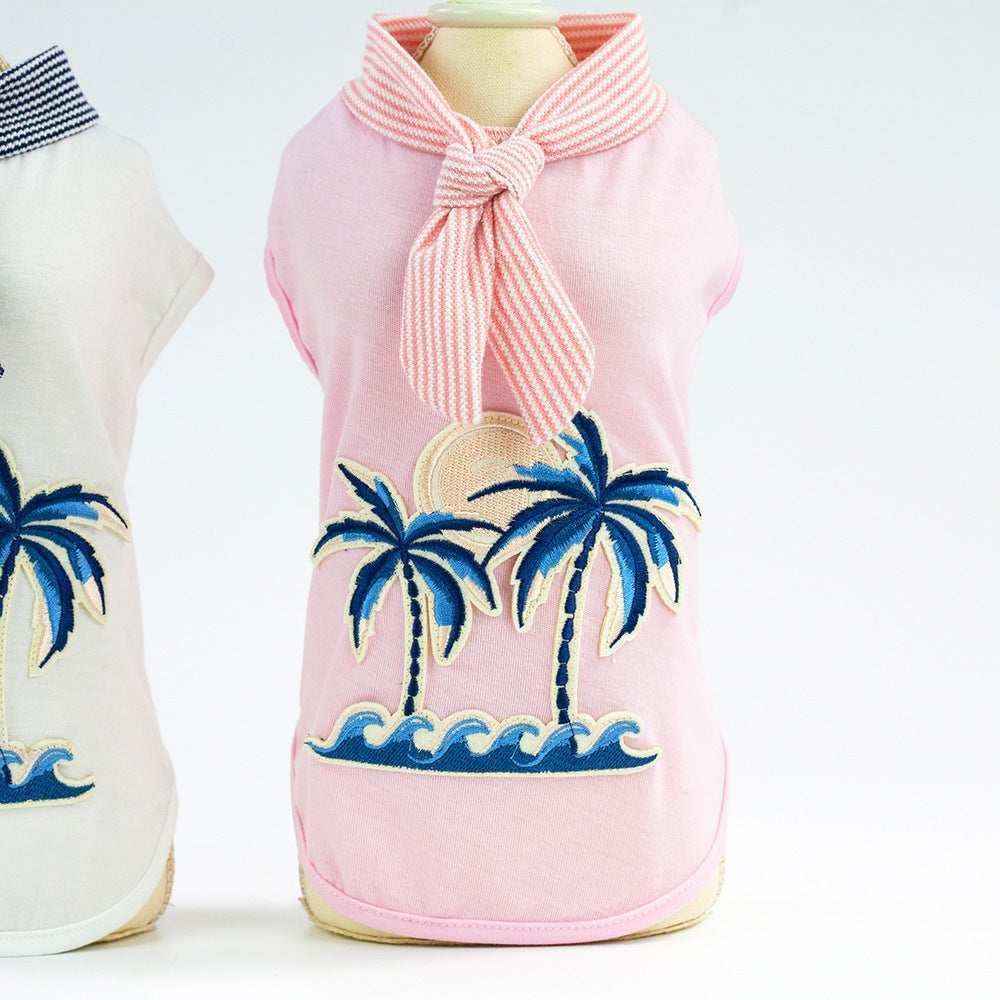 Maglietta per Cani cotone "Honolulu" con Stampa Palme e Foulard by Dog Moda
