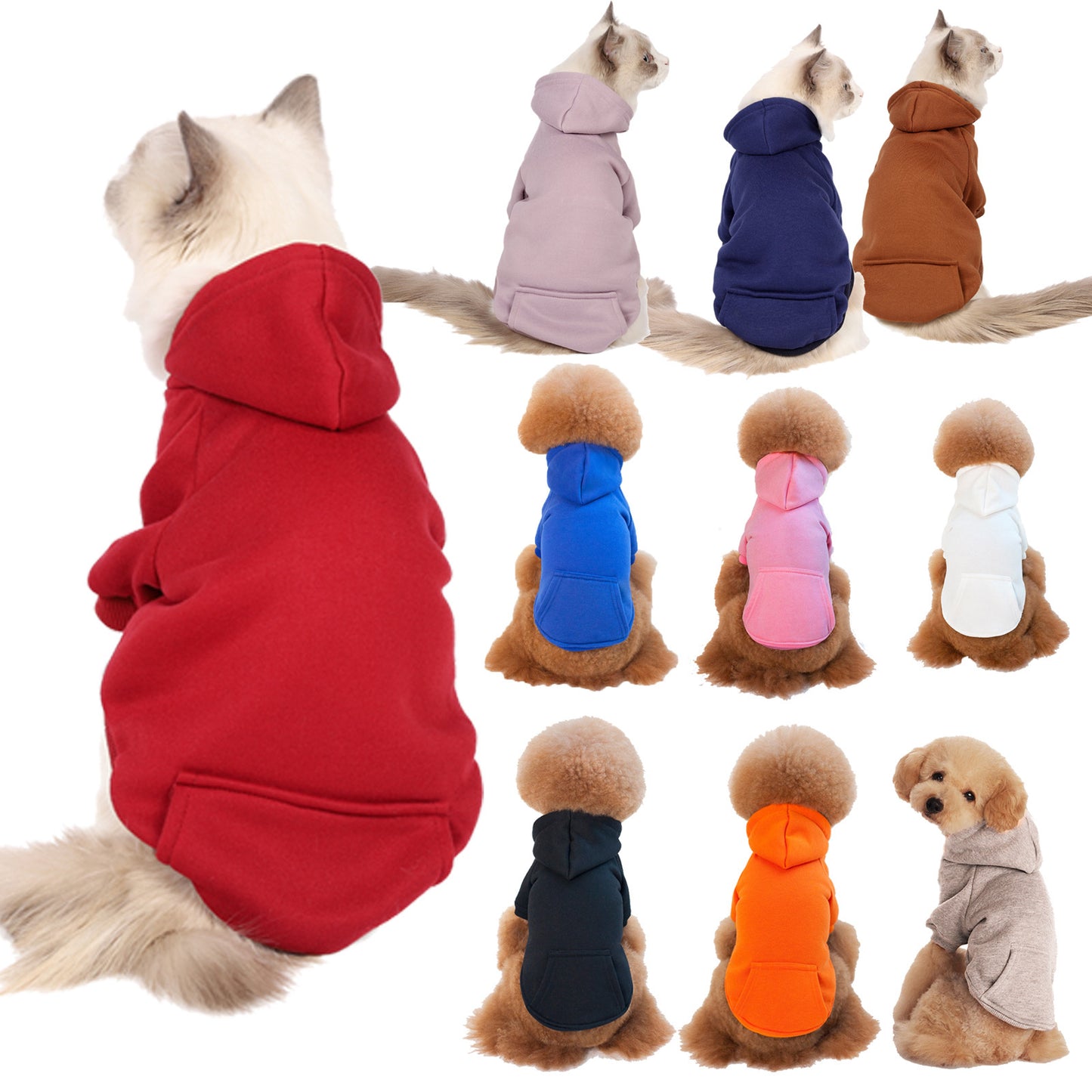 Maglia per Gatti con Cappuccio "Basic" e Taschino