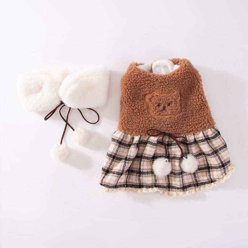 Vestito per Cani "Teddy Bear" in Pile con Sciarpa e Fiocco – Caldo e Comodo by null