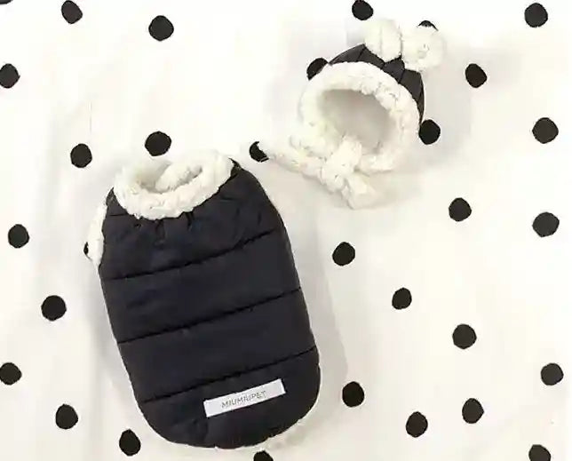 Cappottino per cani "DOT" in pile con cappellino orecchiette by Dog Moda