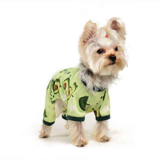 Pigiamino per cani "Avocado" a quattro zampe in poliestere | DogModa by Dog Moda