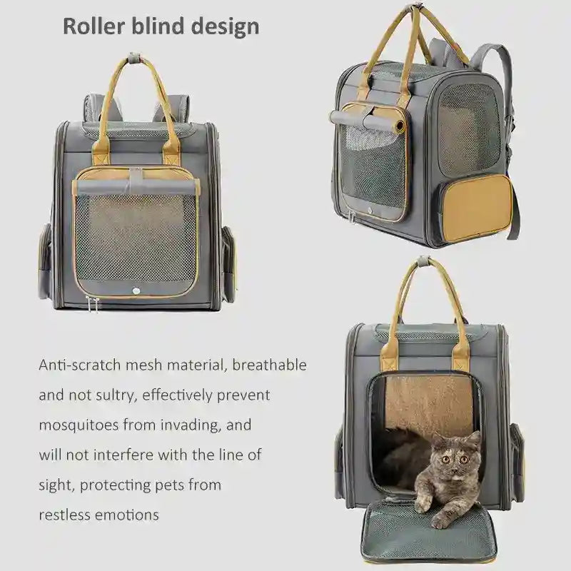 Trasportino Ventilato e Capiente per Cani e Gatti - Grigio Scuro e Grigio Chiaro - Dog Moda