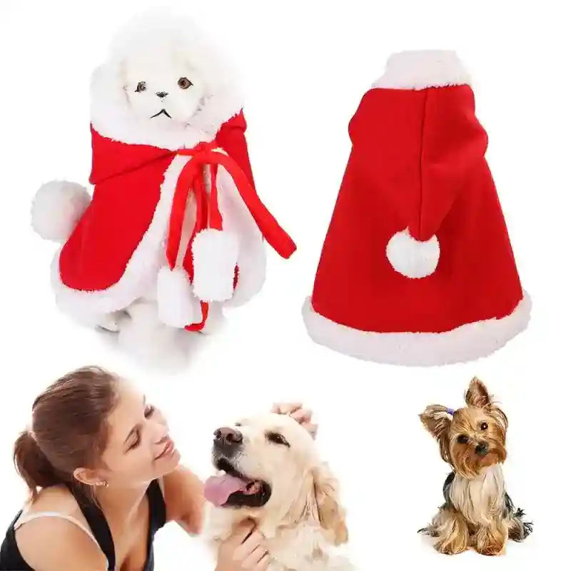 Mantella Natalizia Rossa con Cappuccio per Cani e Gatti by Dog Moda