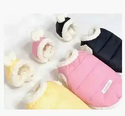Cappottino per cani "DOT" in pile con cappellino orecchiette by Dog Moda