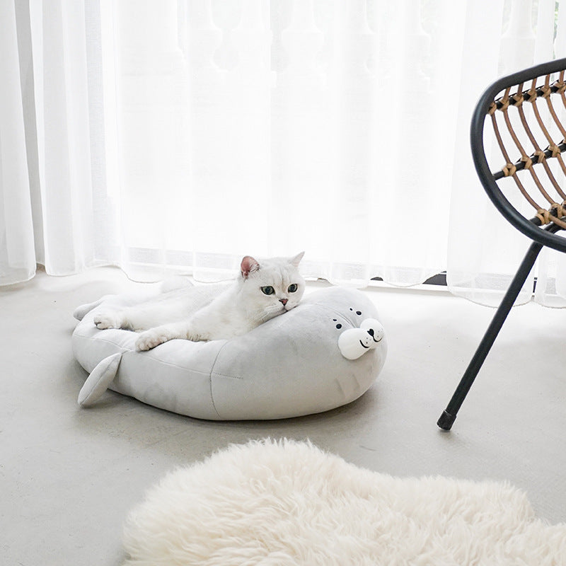 Cuccia per cani e gatti "Foca" rotonda con fondo antiscivolo