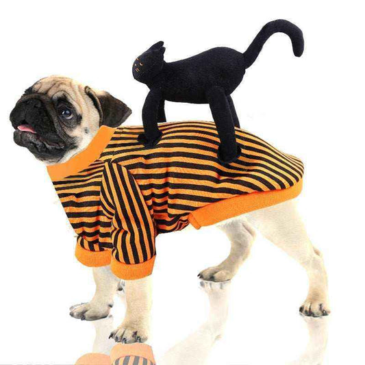 Costume per cani Halloween con gatto nero sulla schiena by Dog Moda