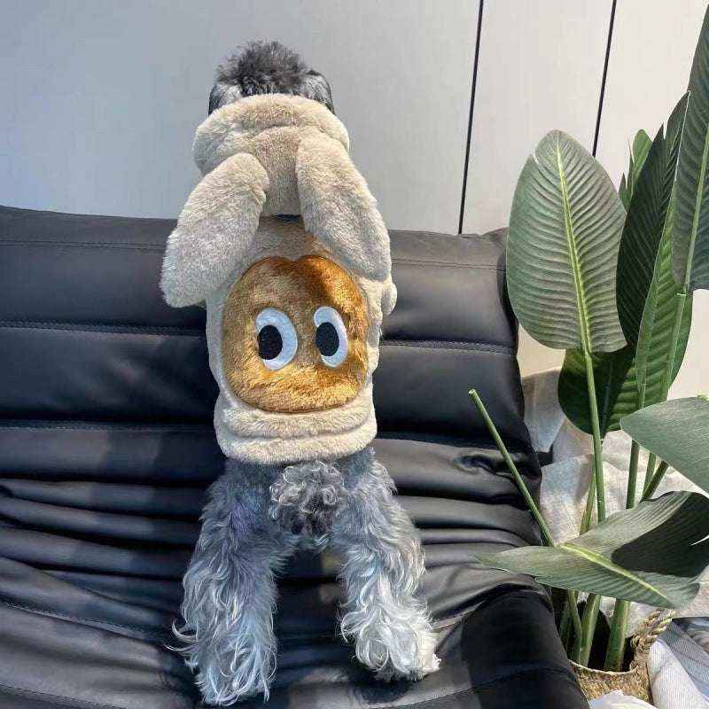 Cappotto con cappuccio coniglio per cani in pile – Modello Rabbit