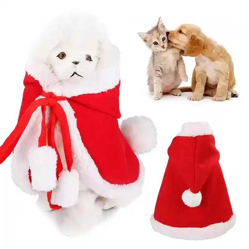 Mantella Natalizia Rossa con Cappuccio per Cani e Gatti by Dog Moda